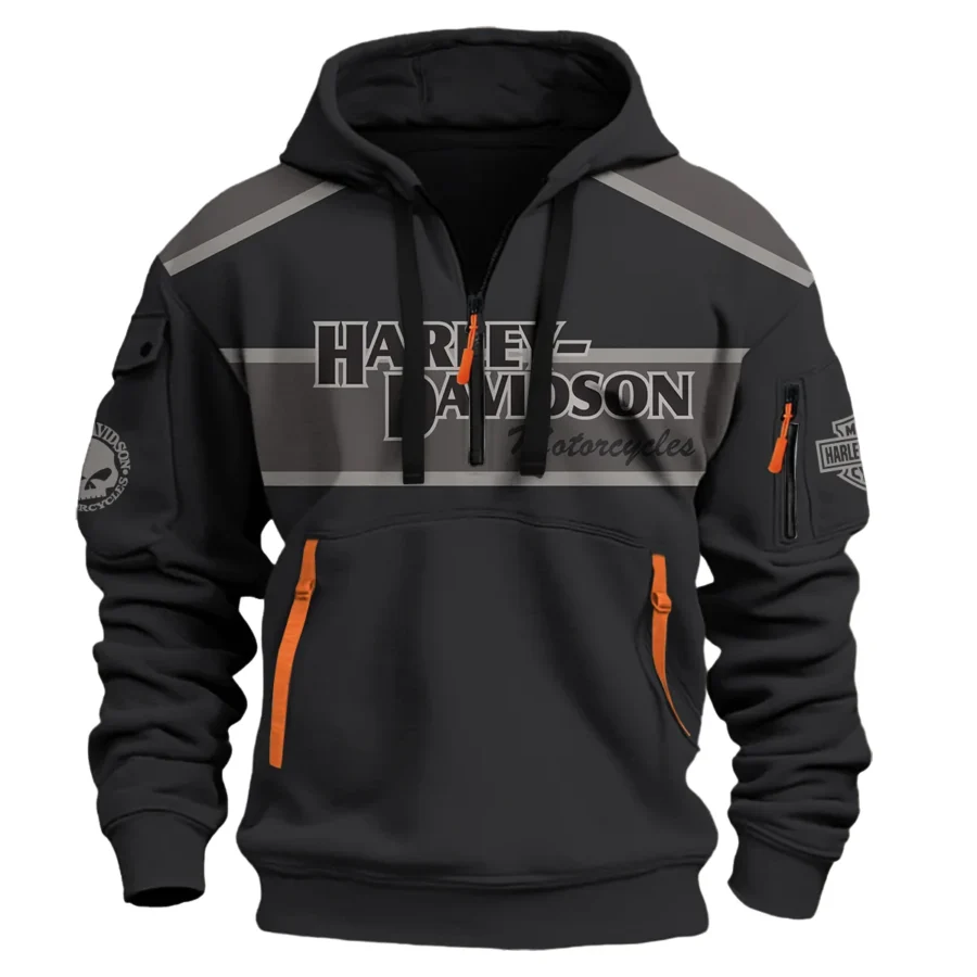 Harley-Davidson Motorcycle Exclusive Logo Hoodie Half Zipper QTHD010725A3-HDF - Image 2