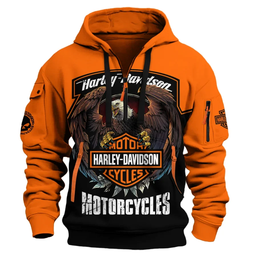 Harley-Davidson Motorcycle Exclusive Logo Hoodie Half Zipper QTHD010725A4-HDF - Image 2