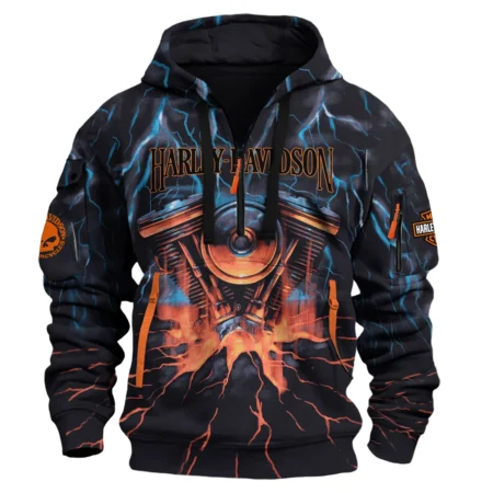 Harley-Davidson Motorcycle Exclusive Logo Hoodie Half Zipper QTHD020725A1-HDF