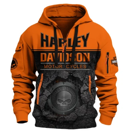 Harley-Davidson Motorcycle Exclusive Logo Hoodie Half Zipper QTHD020725A2-HDF