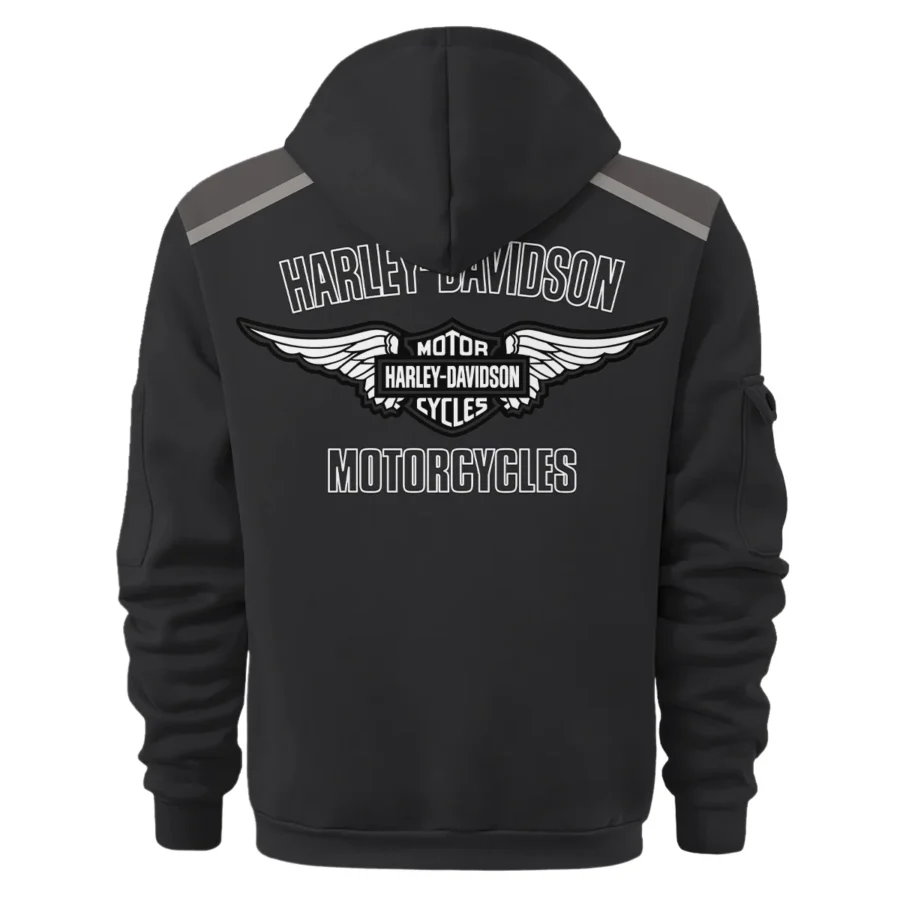 Harley-Davidson Motorcycle Exclusive Logo Hoodie Half Zipper QTHD010725A3-HDF - Image 3