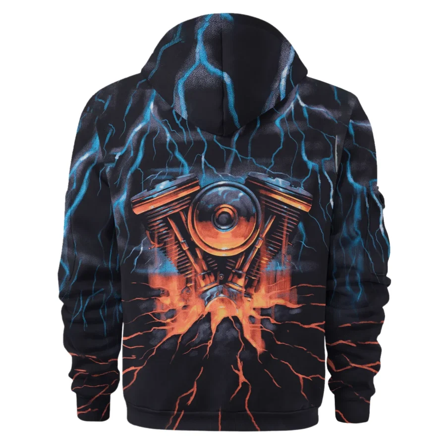 Harley-Davidson Motorcycle Exclusive Logo Hoodie Half Zipper QTHD020725A1-HDF - Image 2