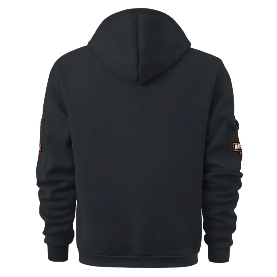 Harley-Davidson Motorcycle Exclusive Logo Hoodie Half Zipper QTHD250725BB1-HDF - Image 3