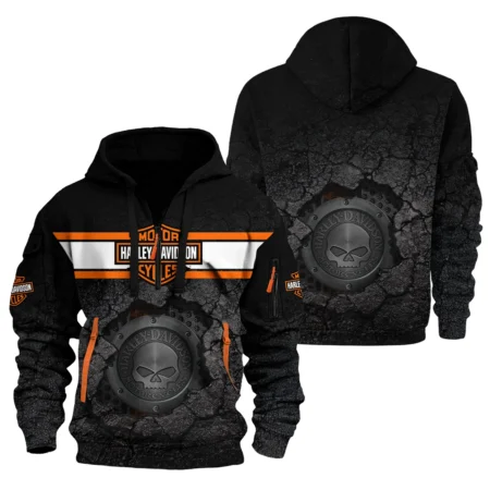 Harley-Davidson Motorcycle Exclusive Logo Hoodie Half Zipper QTHD010725A1-HDF