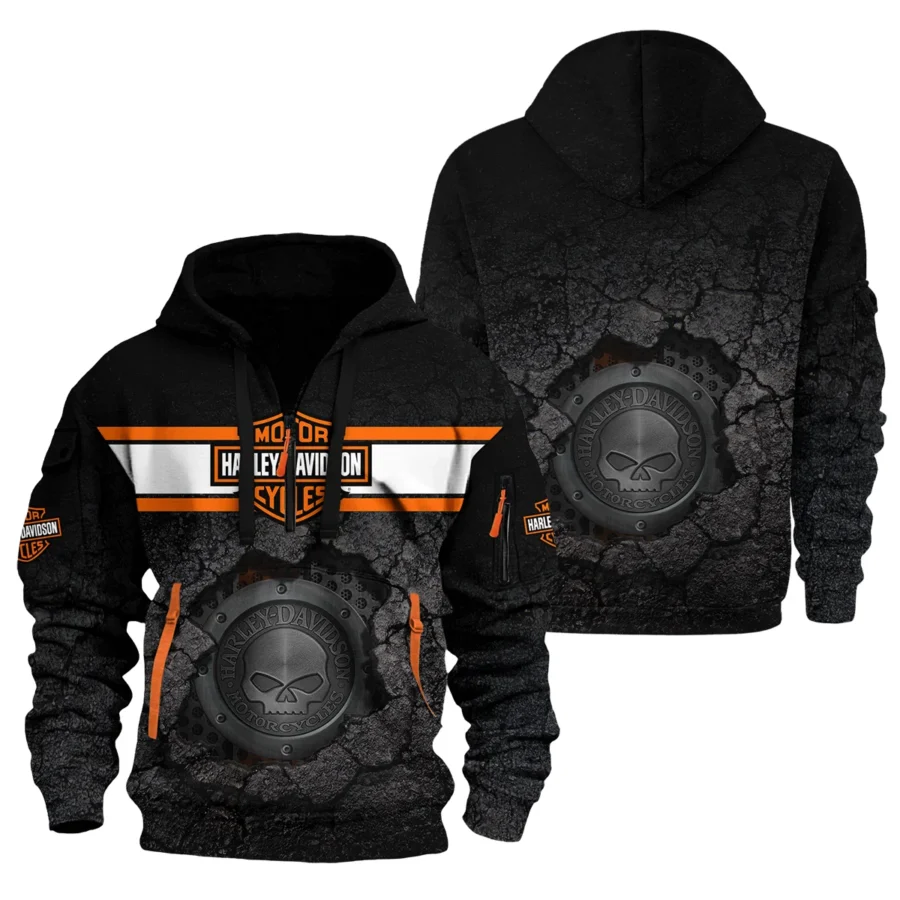 Harley-Davidson Motorcycle Exclusive Logo Hoodie Half Zipper QTHD010725A1-HDF