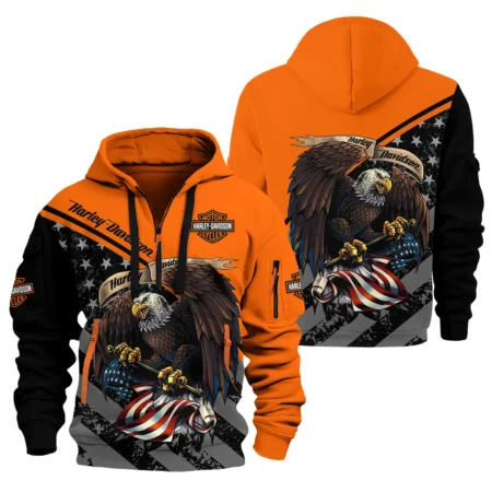 Harley-Davidson Motorcycle Exclusive Logo Hoodie Half Zipper QTHD010725A2-HDF