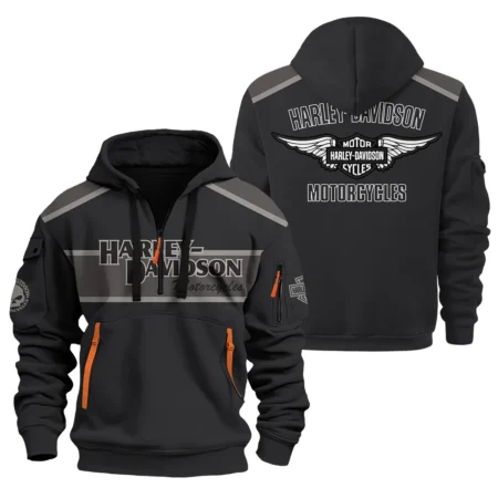 Harley-Davidson Motorcycle Exclusive Logo Hoodie Half Zipper QTHD010725A3-HDF