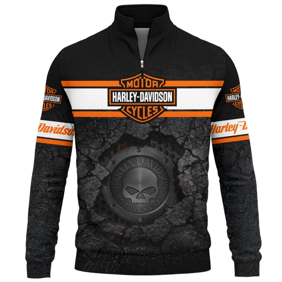 Harley-Davidson Motorcycle Exclusive Logo Quarter-Zip Sweatshirt QTHD010725A1-QTZ - Image 2