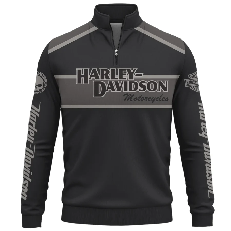Harley-Davidson Motorcycle Exclusive Logo Quarter-Zip Sweatshirt QTHD010725A3-QTZ - Image 2