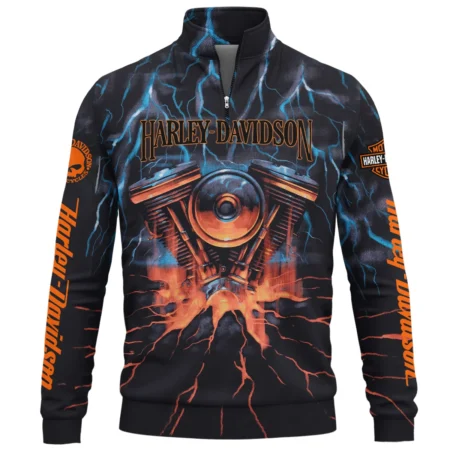 Harley-Davidson Motorcycle Exclusive Logo Quarter-Zip Sweatshirt QTHD020725A1-QTZ