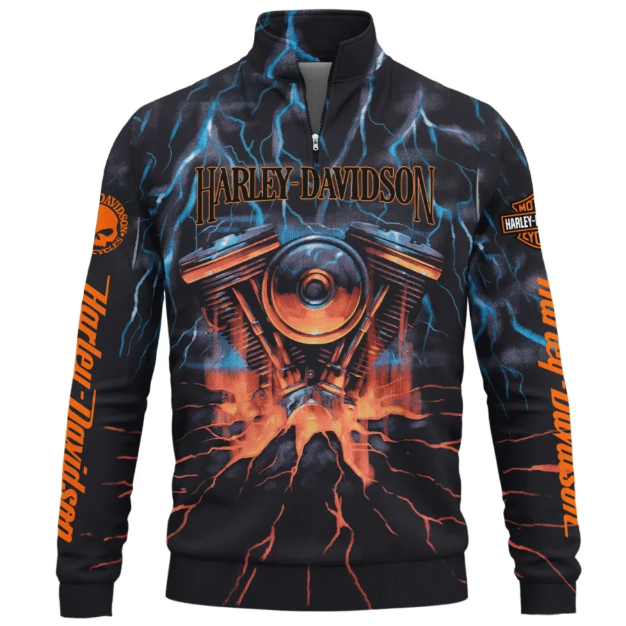 Harley-Davidson Motorcycle Exclusive Logo Quarter-Zip Sweatshirt QTHD020725A1-QTZ