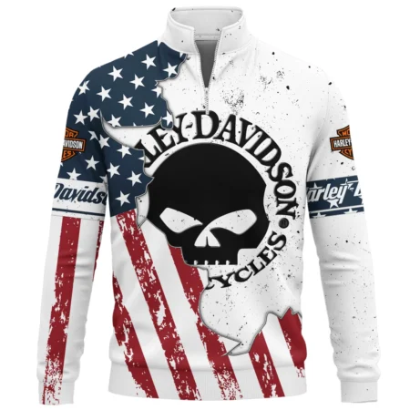Harley-Davidson Motorcycle Exclusive Logo Quarter-Zip Sweatshirt QTHD020725A3-QTZ