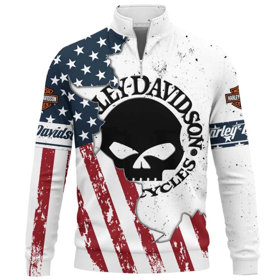 Harley-Davidson Motorcycle Exclusive Logo Quarter-Zip Sweatshirt QTHD020725A3-QTZ
