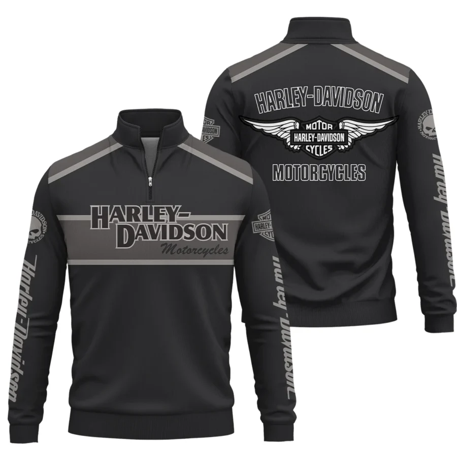 Harley-Davidson Motorcycle Exclusive Logo Quarter-Zip Sweatshirt QTHD010725A3-QTZ