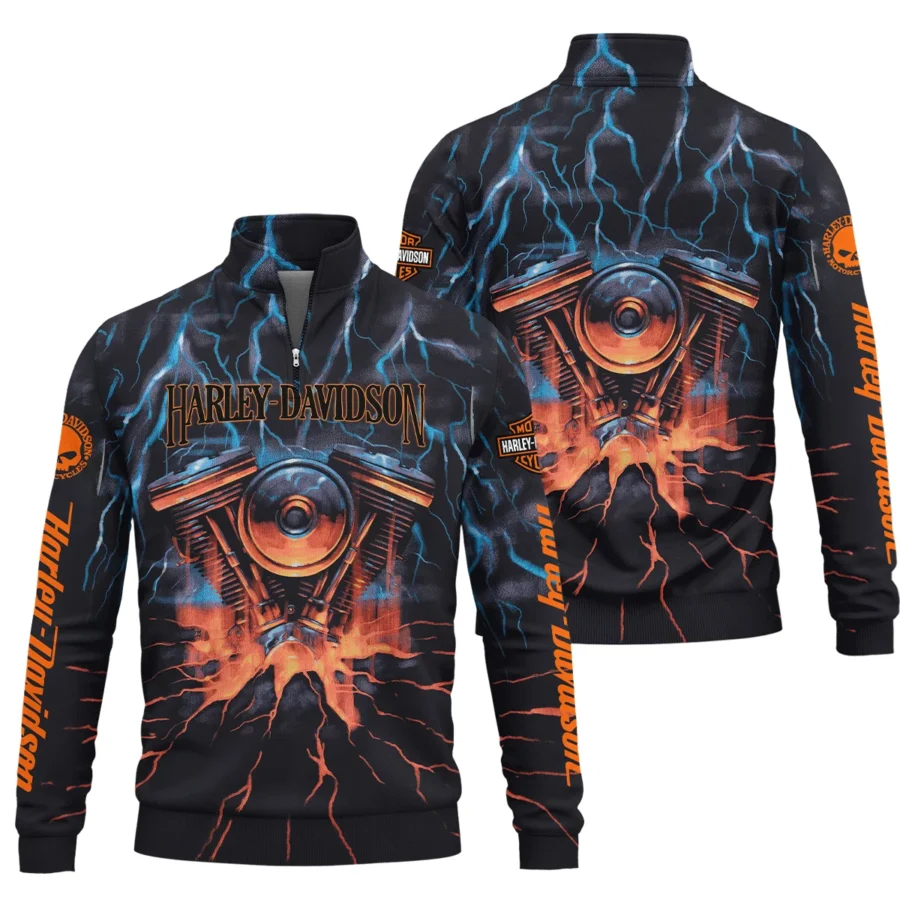 Harley-Davidson Motorcycle Exclusive Logo Quarter-Zip Sweatshirt QTHD020725A1-QTZ - Image 3