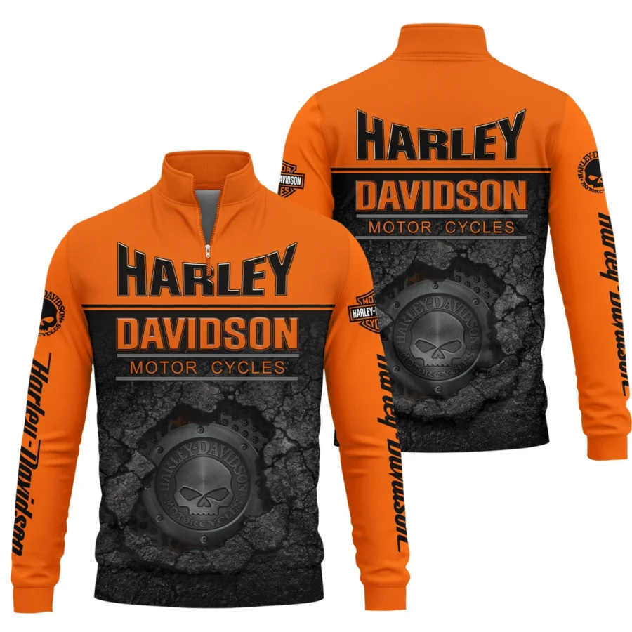 Harley-Davidson Motorcycle Exclusive Logo Quarter-Zip Sweatshirt QTHD020725A2-QTZ - Image 3