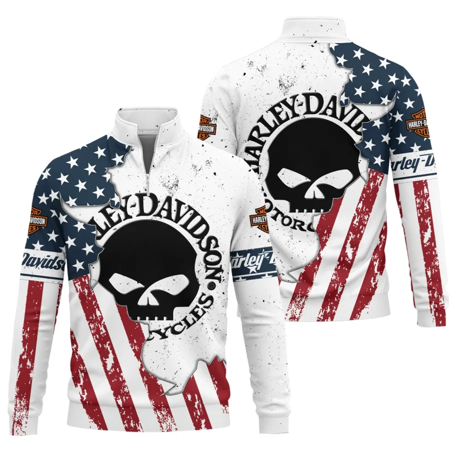 Harley-Davidson Motorcycle Exclusive Logo Quarter-Zip Sweatshirt QTHD020725A3-QTZ - Image 3