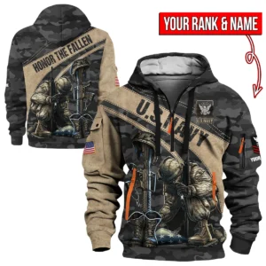 Name & Rank U.S. Navy Honor The Fallen Hoodie Half Zipper QTVET230925A2NV-HDF