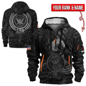U.S. Navy 250th Anniversary Name & Rank Hoodie Half Zipper QTVET250925A1NV-HDF