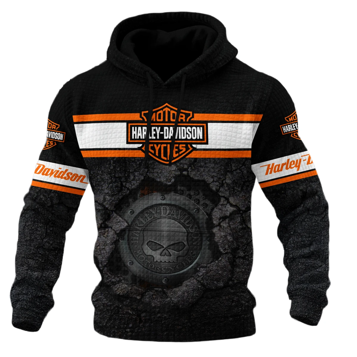 Harley-Davidson Motorcycle Hoodie Quilted Waffle Gift Fan Love QTHD010725A1-HQW - Image 2