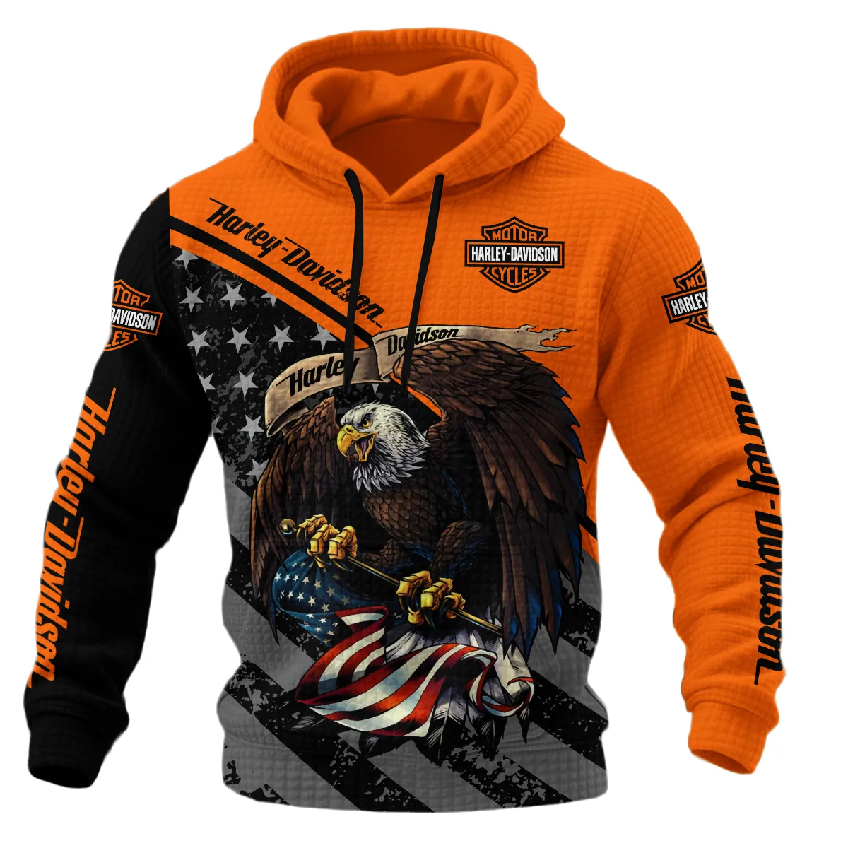 Harley-Davidson Motorcycle Hoodie Quilted Waffle Gift Fan Love QTHD010725A2-HQW - Image 2