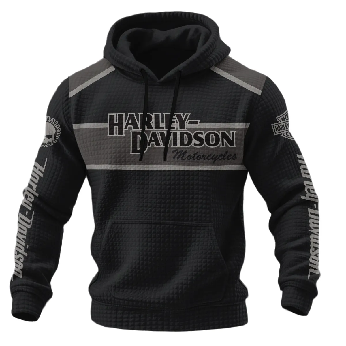 Harley-Davidson Motorcycle Hoodie Quilted Waffle Gift Fan Love QTHD010725A3-HQW - Image 2