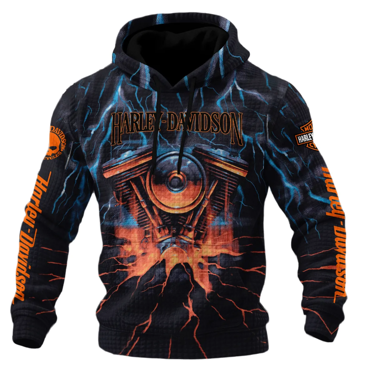 Harley-Davidson Motorcycle Hoodie Quilted Waffle Gift Fan Love QTHD020725A1-HQW - Image 2