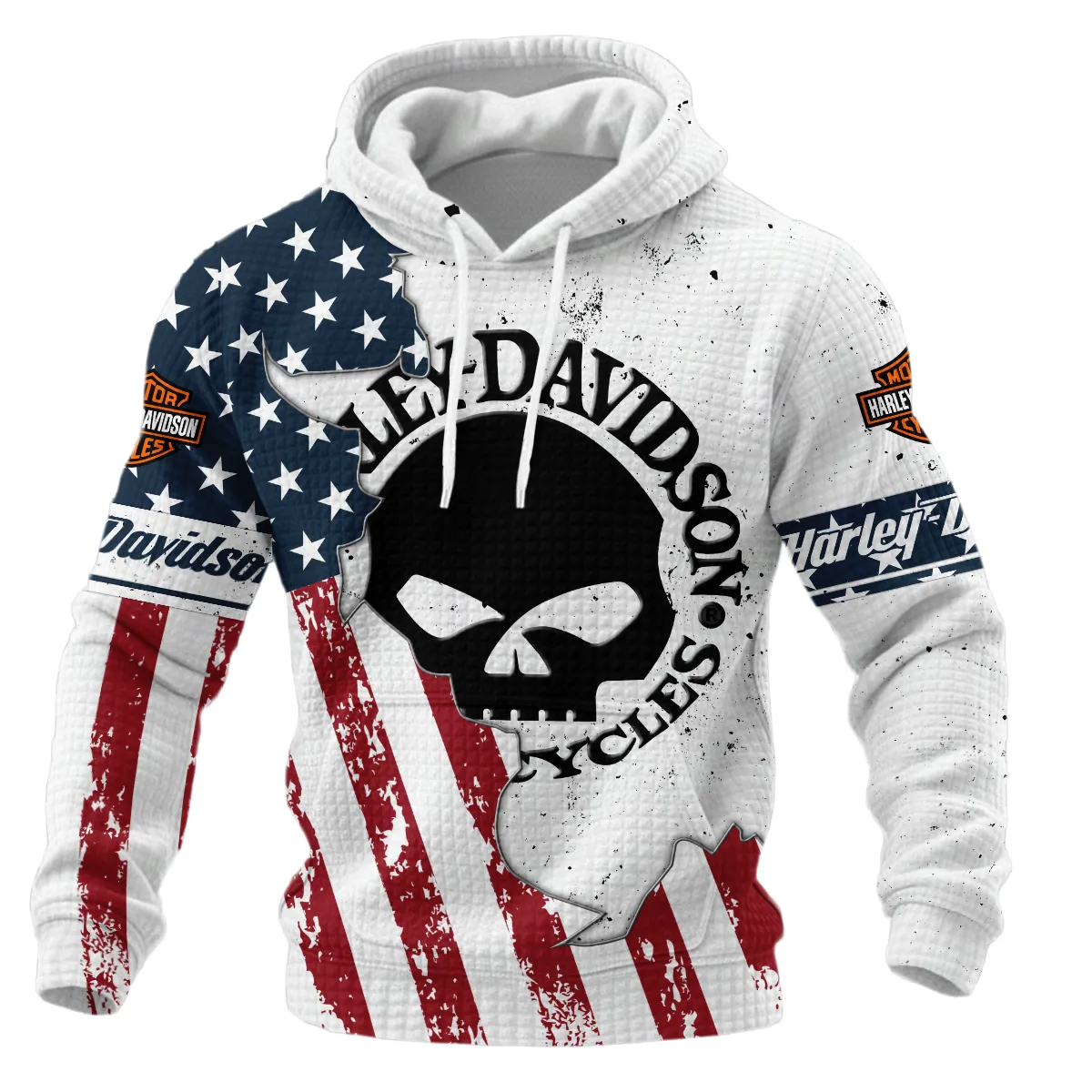 Harley-Davidson Motorcycle Hoodie Quilted Waffle Gift Fan Love QTHD020725A3-HQW - Image 2