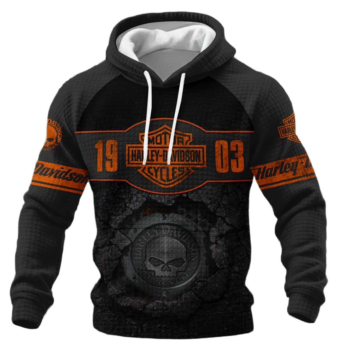 Harley-Davidson Motorcycle Hoodie Quilted Waffle Gift Fan Love QTHD250725B4-HQW - Image 2
