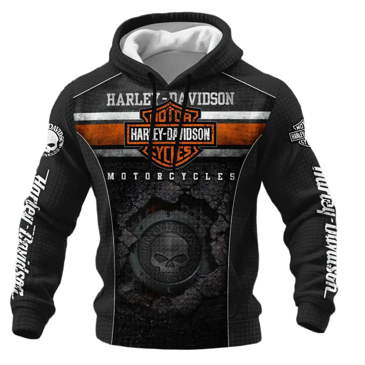 Harley-Davidson Motorcycle Hoodie Quilted Waffle Gift Fan Love QTVA2712HLC01-HQW - Image 2
