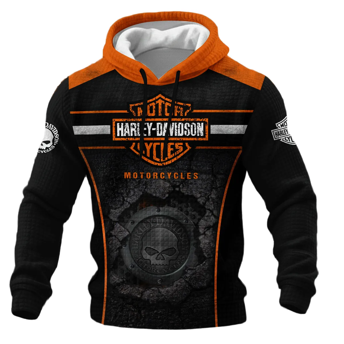 Harley-Davidson Motorcycle Hoodie Quilted Waffle Gift Fan Love QTVA2712HLC03-HQW - Image 2