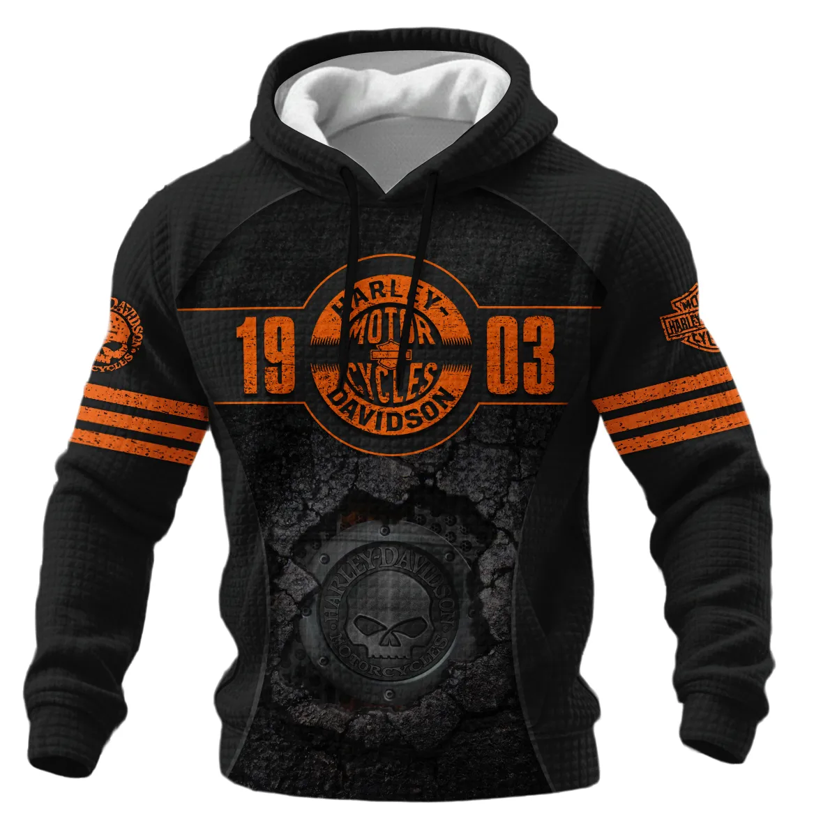 Harley-Davidson Motorcycle Hoodie Quilted Waffle Gift Fan Love QTVA2712HLC04-HQW - Image 2