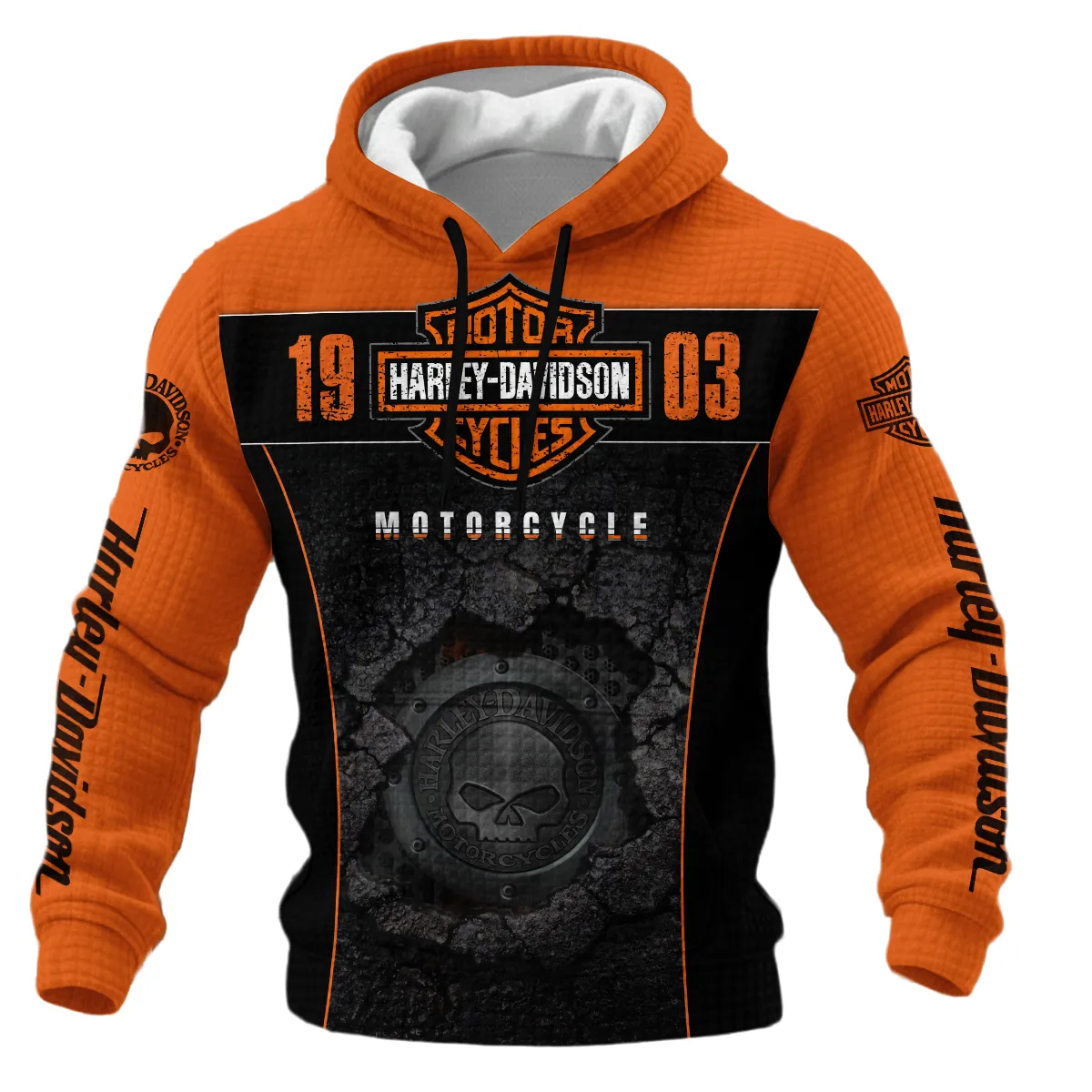 Harley-Davidson Motorcycle Hoodie Quilted Waffle Gift Fan Love QTVA2712HLC05-HQW - Image 2