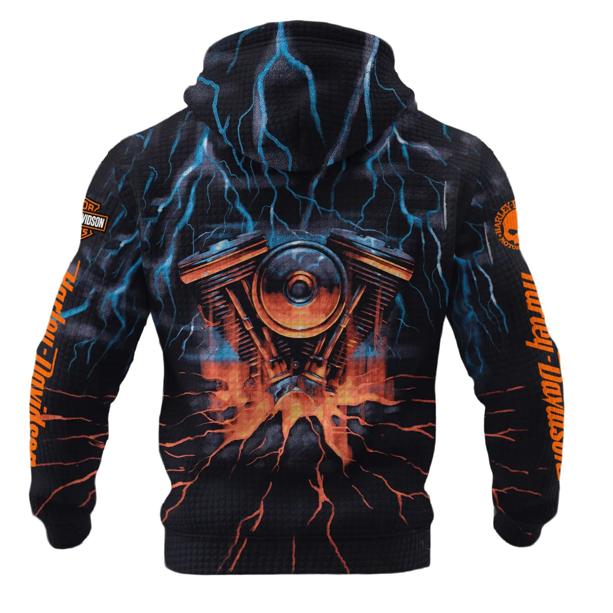 Harley-Davidson Motorcycle Hoodie Quilted Waffle Gift Fan Love QTHD020725A1-HQW - Image 3