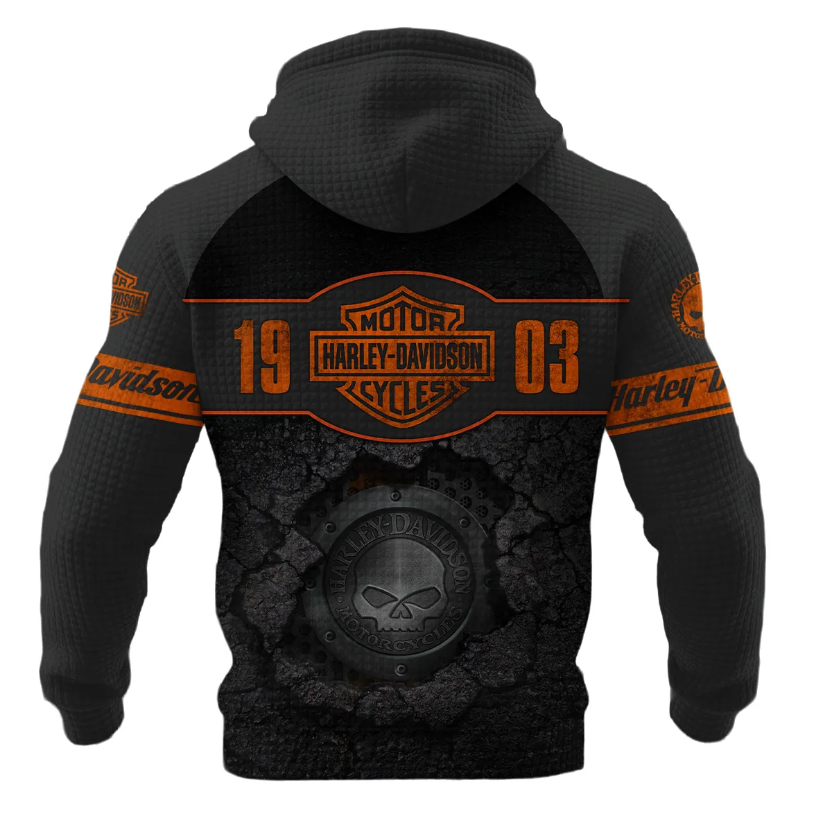 Harley-Davidson Motorcycle Hoodie Quilted Waffle Gift Fan Love QTHD250725B4-HQW - Image 3