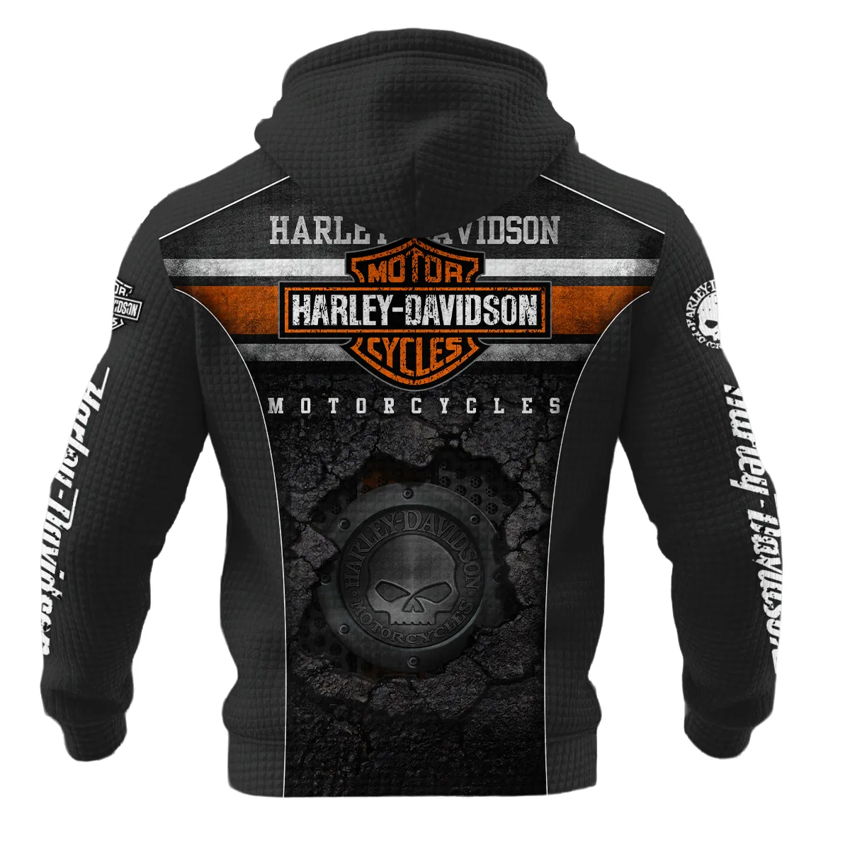 Harley-Davidson Motorcycle Hoodie Quilted Waffle Gift Fan Love QTVA2712HLC01-HQW - Image 3