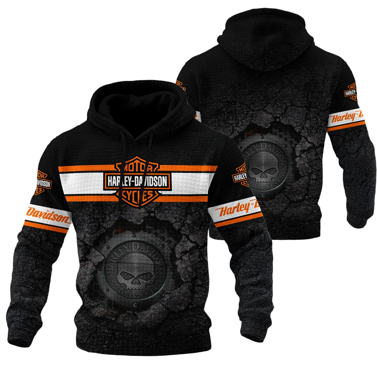 Harley-Davidson Motorcycle Hoodie Quilted Waffle Gift Fan Love QTHD010725A1-HQW
