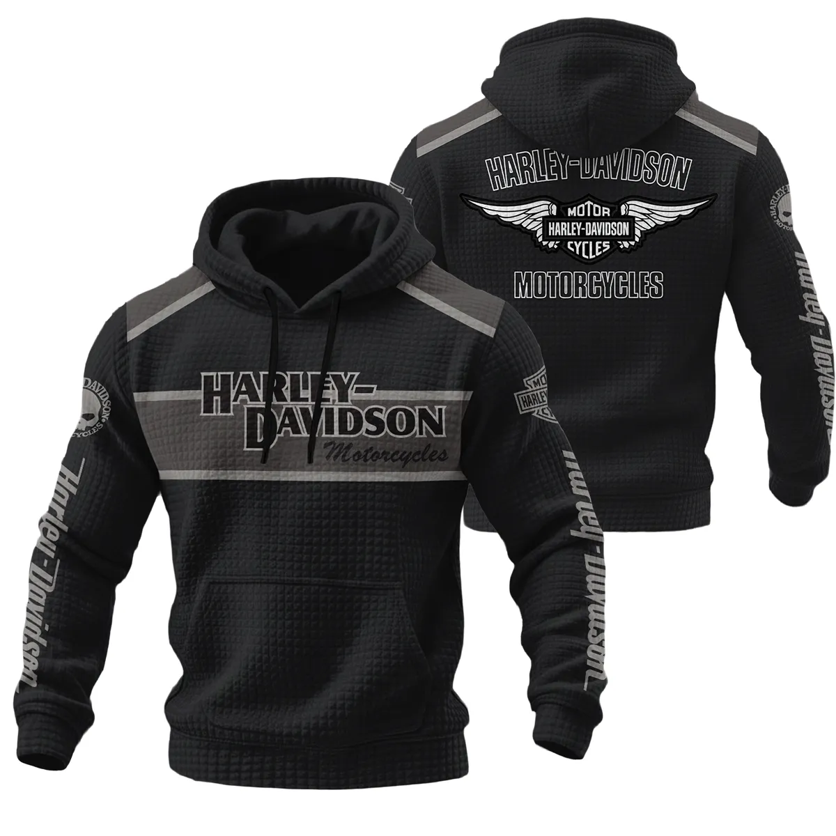 Harley-Davidson Motorcycle Hoodie Quilted Waffle Gift Fan Love QTHD010725A3-HQW
