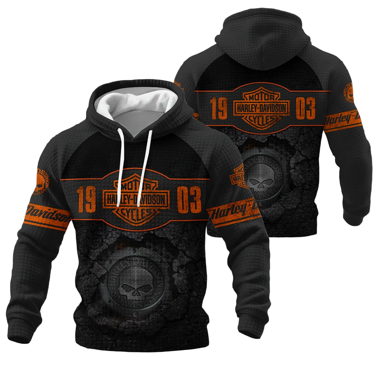 Harley-Davidson Motorcycle Hoodie Quilted Waffle Gift Fan Love QTHD250725B4-HQW