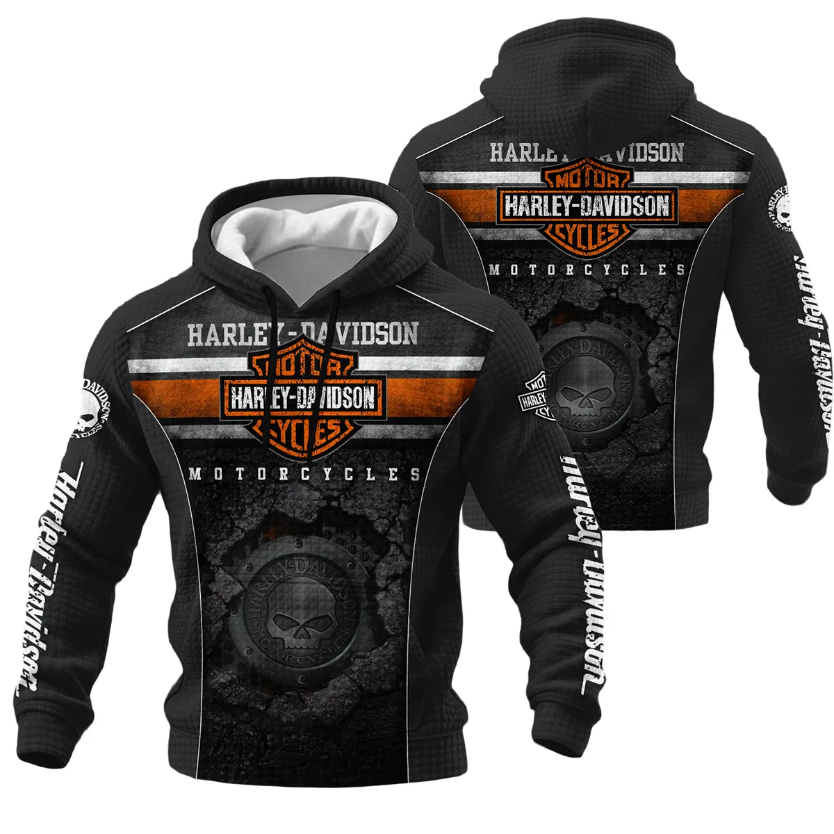 Harley-Davidson Motorcycle Hoodie Quilted Waffle Gift Fan Love QTVA2712HLC01-HQW