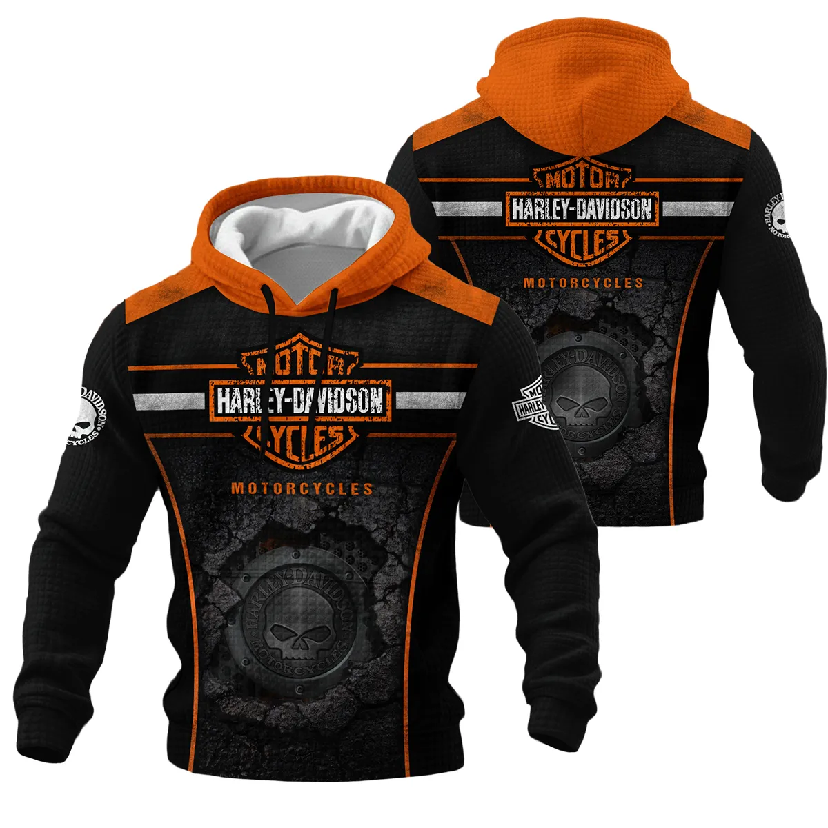 Harley-Davidson Motorcycle Hoodie Quilted Waffle Gift Fan Love QTVA2712HLC03-HQW