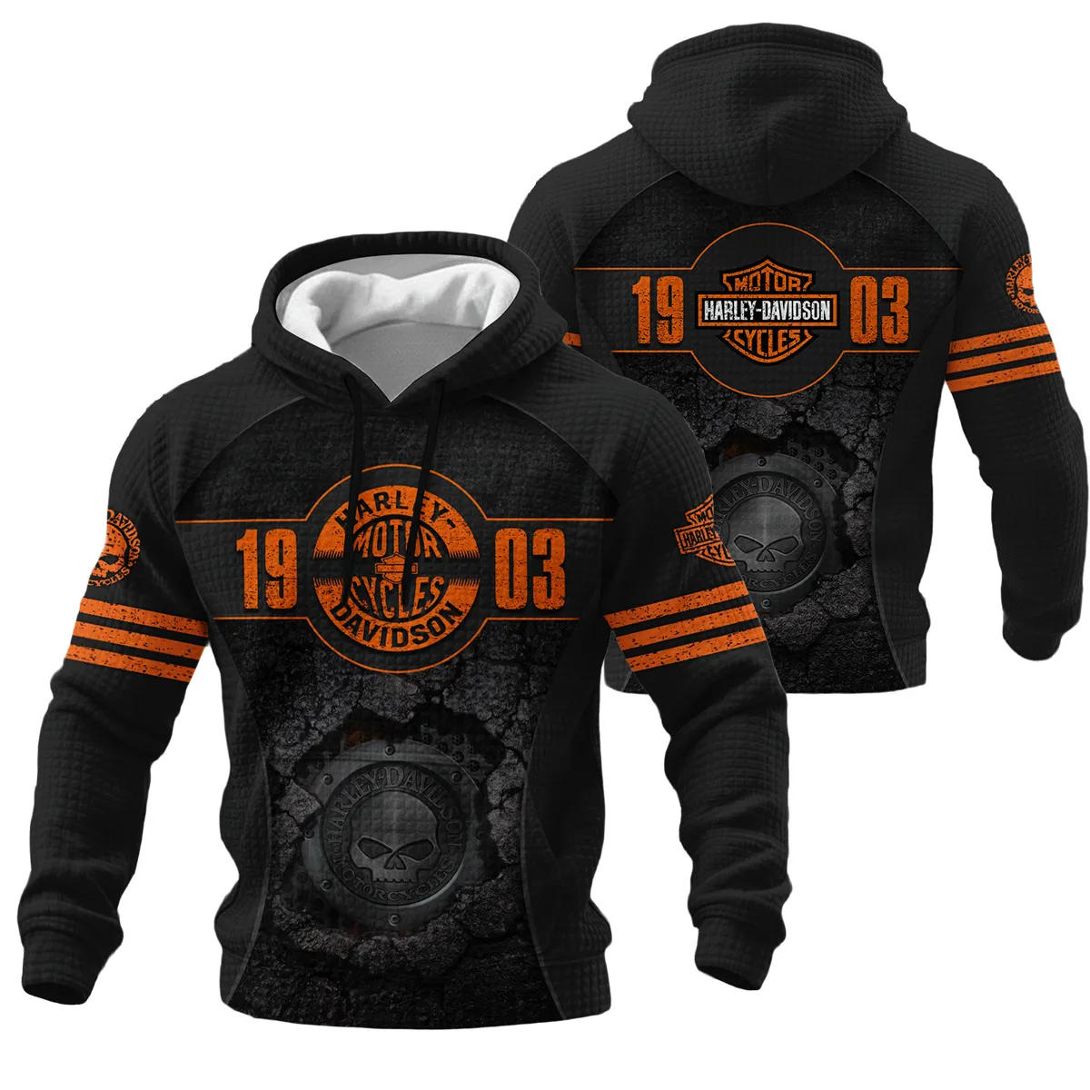 Harley-Davidson Motorcycle Hoodie Quilted Waffle Gift Fan Love QTVA2712HLC04-HQW