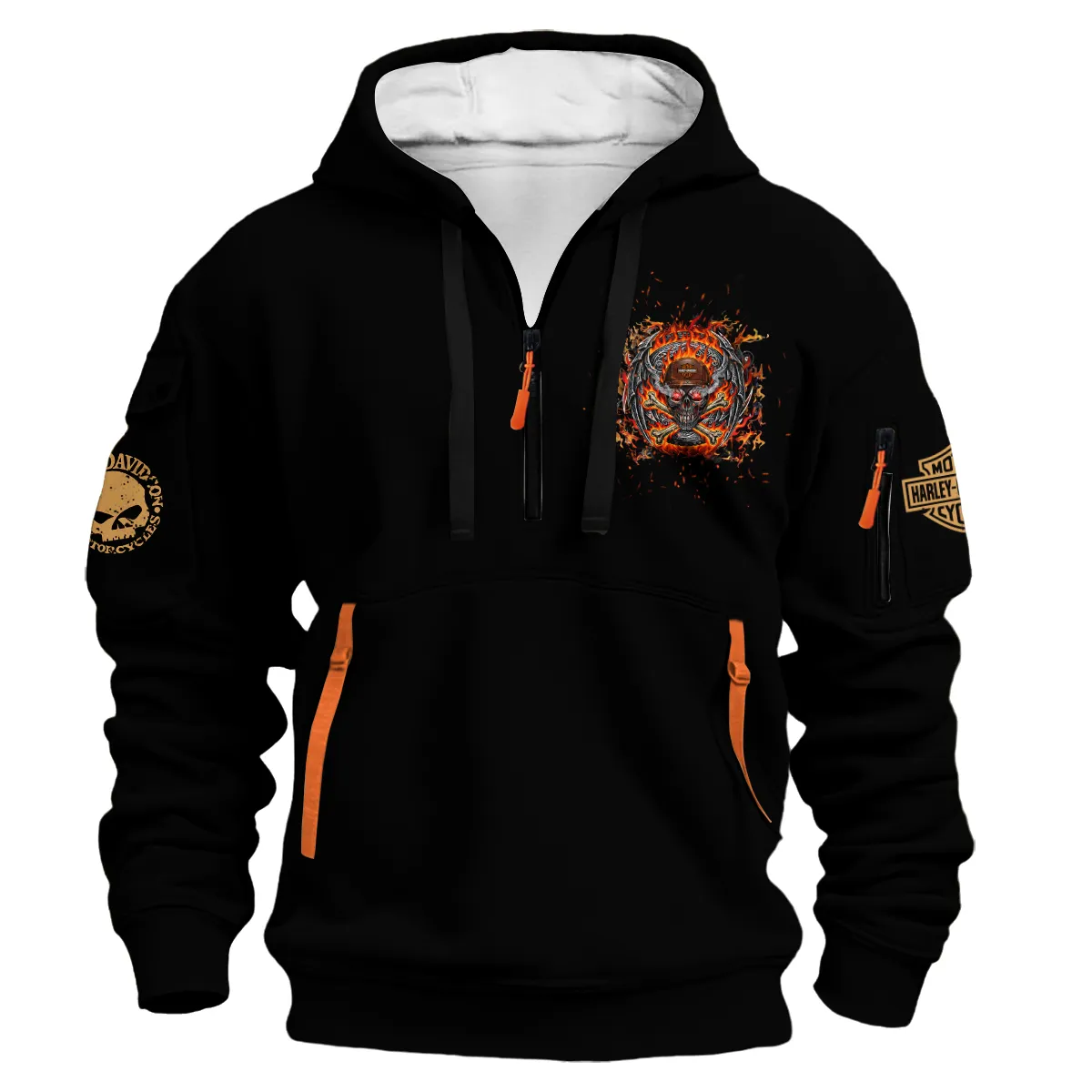 Harley-Davidson Motorcycle Hoodie Half Zipper Gift Fan Love QTHD261225AHD2-HDF - Image 2