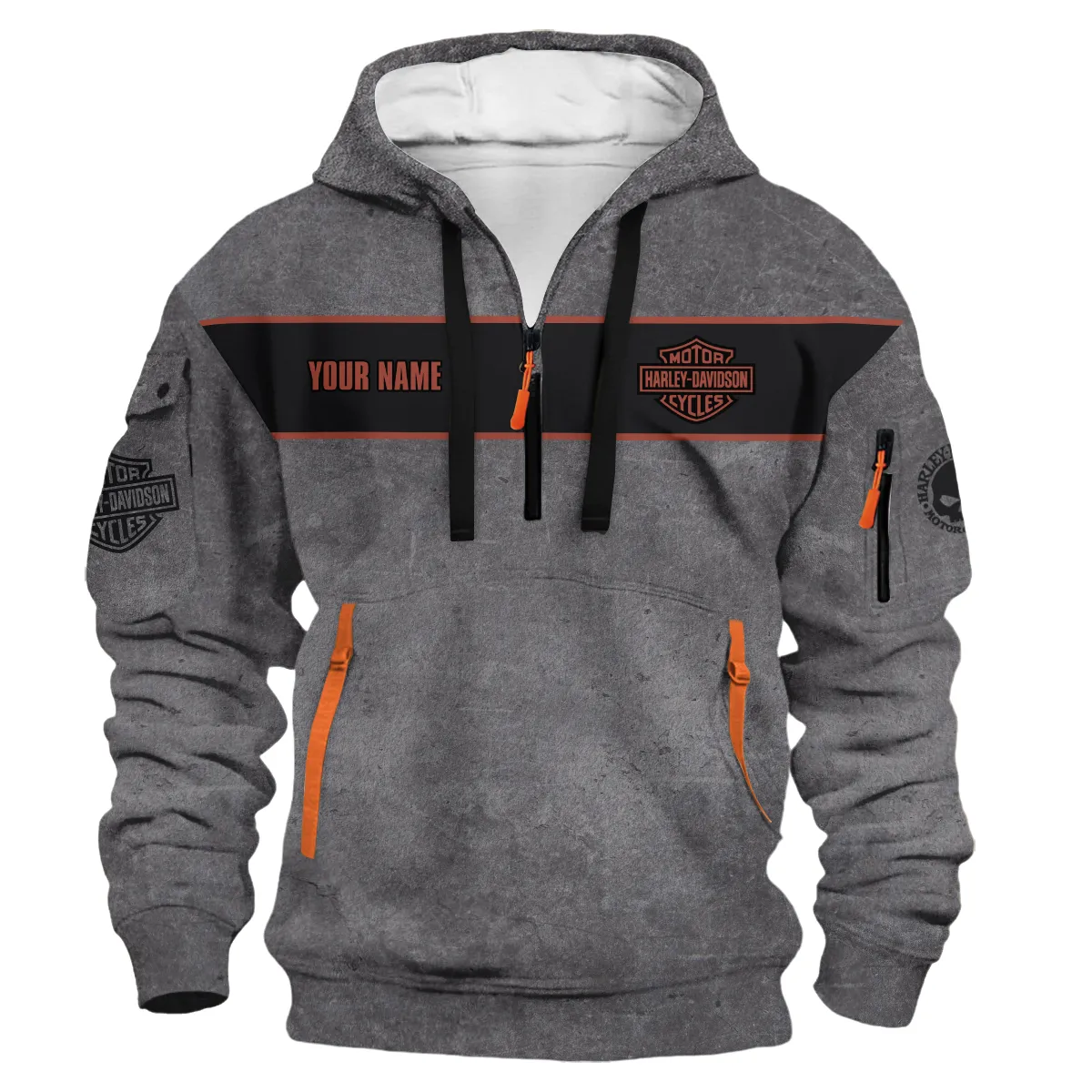 Harley-Davidson Motorcycle Hoodie Half Zipper Gift Fan Love QTHD261225AHD6-HDF - Image 2