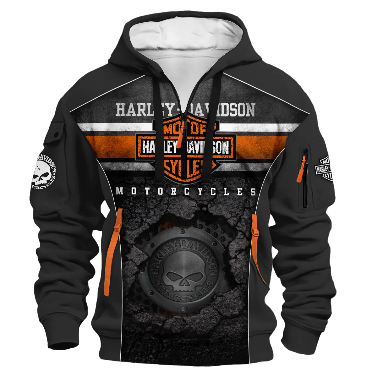 Harley-Davidson Motorcycle Hoodie Half Zipper Gift Fan Love QTVA2712HLC01-HDF - Image 2