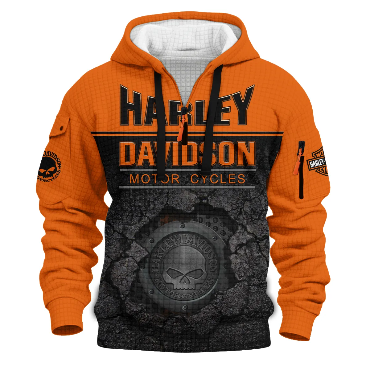 Harley-Davidson Motorcycle Hoodie Half Zip Quilted Waffle Gift Fan Love QTHD020725A2-HDFQW