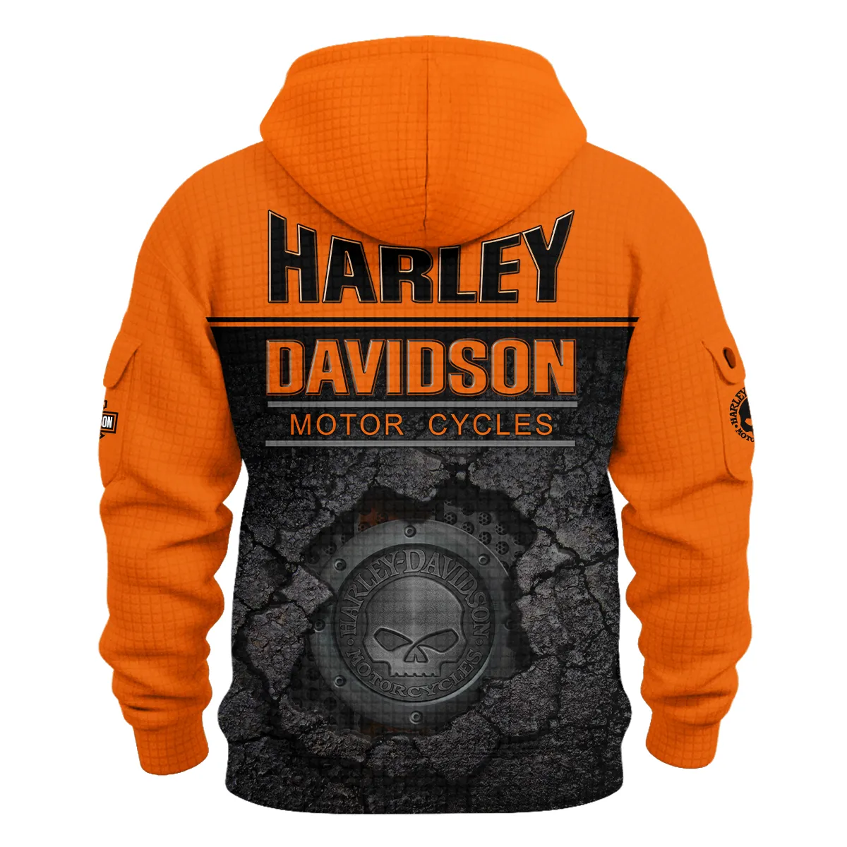 Harley-Davidson Motorcycle Hoodie Half Zip Quilted Waffle Gift Fan Love QTHD020725A2-HDFQW - Image 2