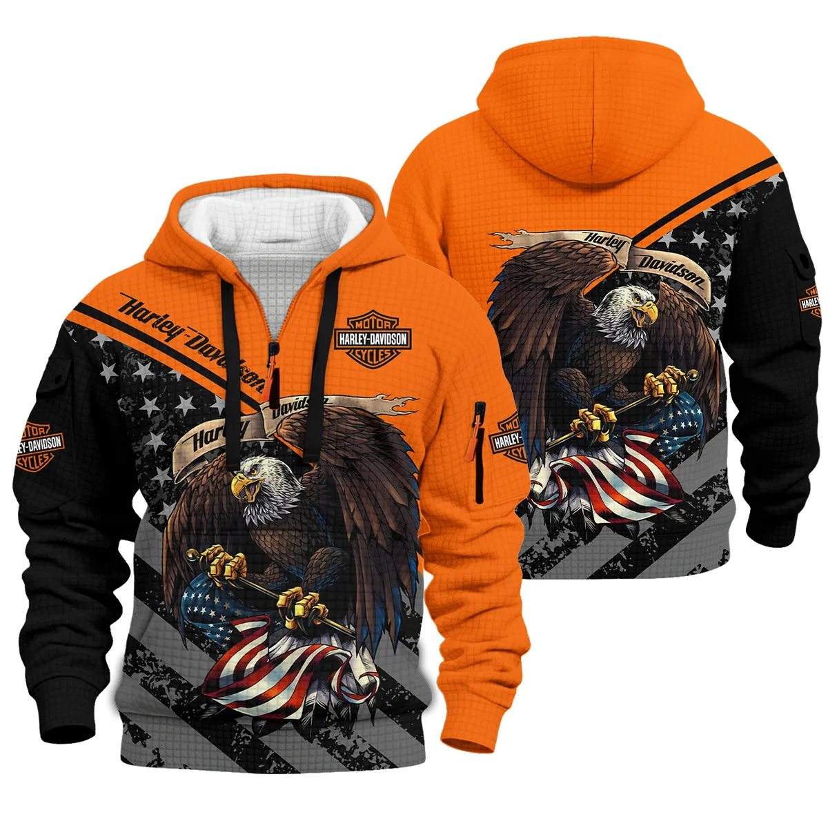 Harley-Davidson Motorcycle Hoodie Half Zip Quilted Waffle Gift Fan Love QTHD010725A2-HDFQW