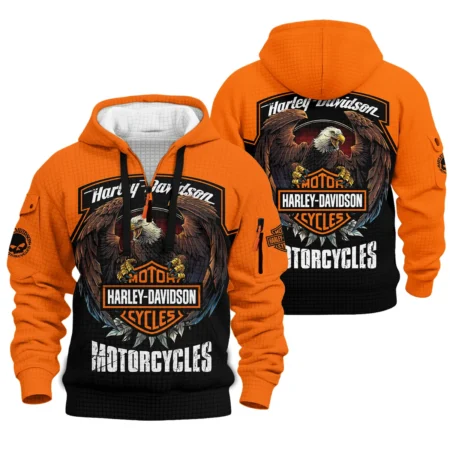 Harley-Davidson Motorcycle Hoodie Half Zip Quilted Waffle Gift Fan Love QTHD010725A4-HDFQW
