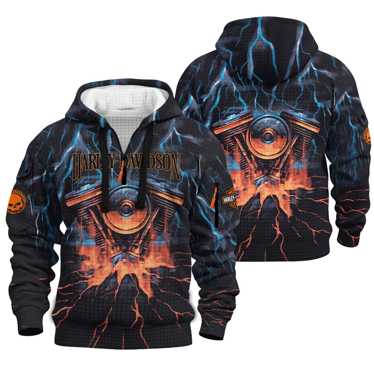 Harley-Davidson Motorcycle Hoodie Half Zip Quilted Waffle Gift Fan Love QTHD020725A1-HDFQW